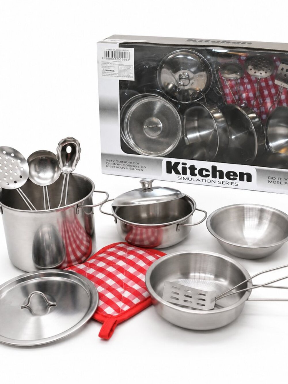 Kids Stainless Steel Play Kitchen Cookware Set, Pretend Cooking Pots & Pans Toy - Picture 2 of 13